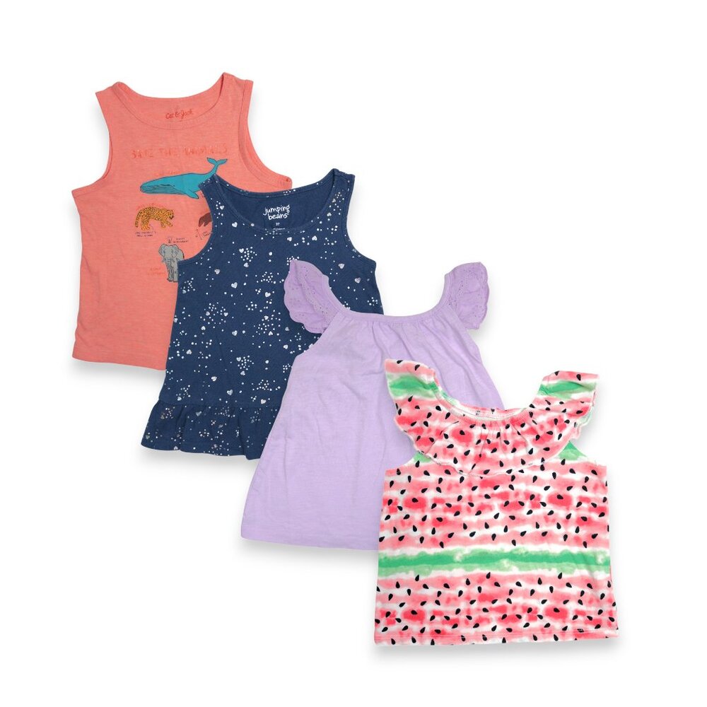 4-Piece Toddler Girls Kids Summer Sleeveless Tank Tops Set Bundle Size 3T
